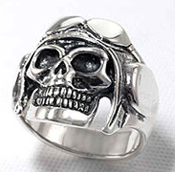 SIZE 8 STERLING SILVER DETAILED AVIATOR SKULL RING NEW  