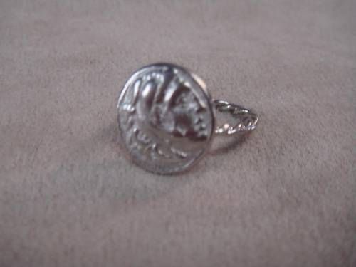 NEW ALEXANDER THE GREAT COIN RING TWIST BAND SILVER PLT  