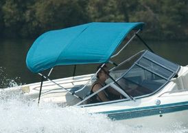 New Sunbrella Bimini Top by Carver for Carolina Skiff  