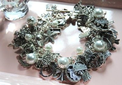   WEDDING CHARM BRACELET Bella Edward Vampire w/Free Twilight Pin  