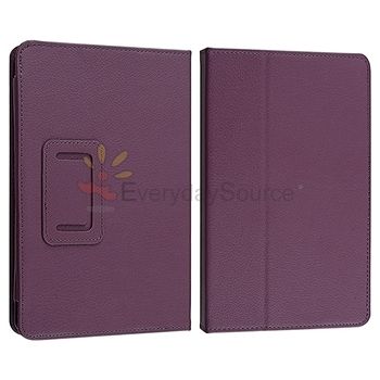   Leather Case with Stand/Car Charger/USB/Stylus/Earphone Purple  