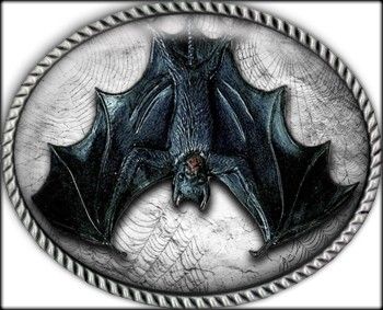 100 % hand made symbolic bat belt buckle an upside down bat symbolize 