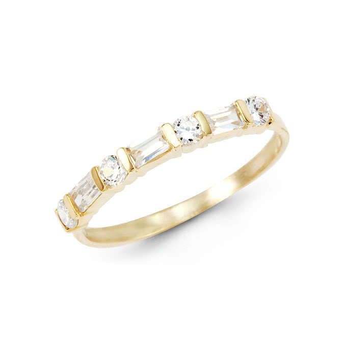 14K Yellow Gold CZ Wedding Anniversary Ring Band  