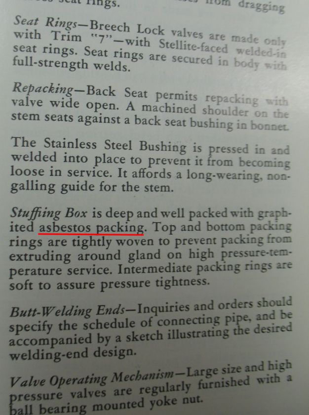   Catalog 60 1960 Valves, BLUE Asbestos use Gaskets Packing Marine