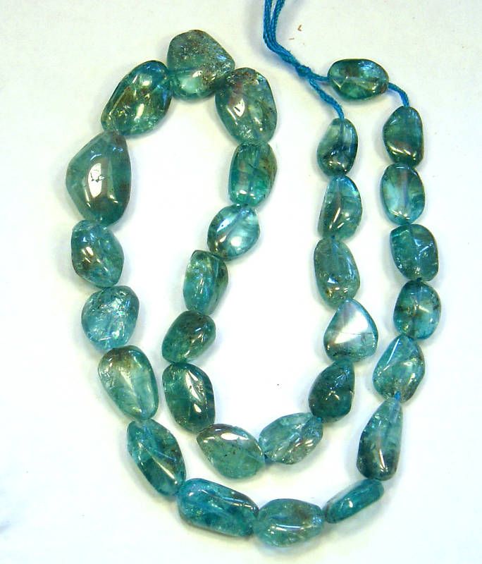 BLUE TEAL APATITE 10 14MM SMOOTH NUGGET BEADS 14StF509  