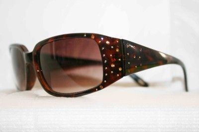 Ladies Fossil Authentic Carmine Brown Sunglass Rhinestone Crystal w 