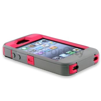 OTTERBOX DEFENDER CASE for iPHONE 4S Peony Pink Gunmetal Grey VERIZON 