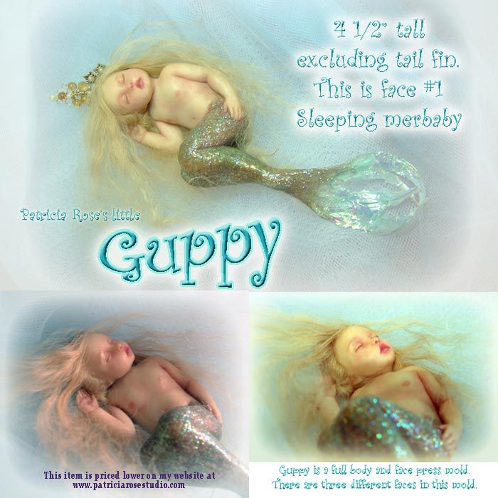 Guppy 4 1/2 merbaby press mold by Patricia Rose  