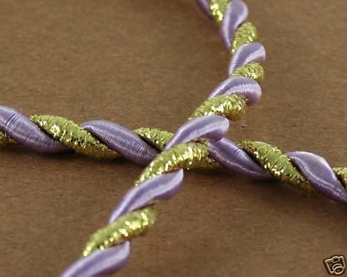 6MM Two Ply LAVENDER TWIST CORD Fabric w/ GOLD TRIM  