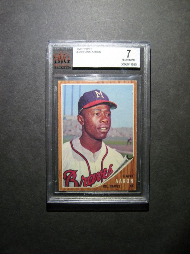 1962 TOPPS # 320 HANK AARON BVG 7 NEAR MINT BRAVES  