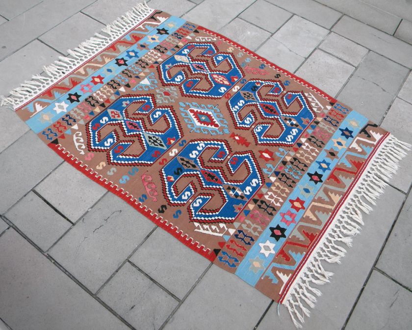 Turkish Rug Kilim Hand Woven Wool Kelim hand Knotted 71 x 53  