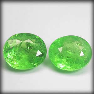 2pcs./0.80CT. 100% NATURAL OVAL GREEN TSAVORITE GARNET  