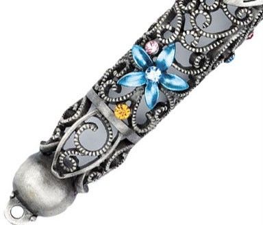 Astonish Filigree Mezuzah case Crystals Jeweled Gift  