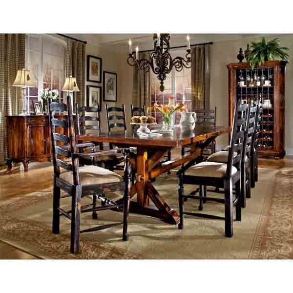 Dark Espresso Trestle Dining Table  