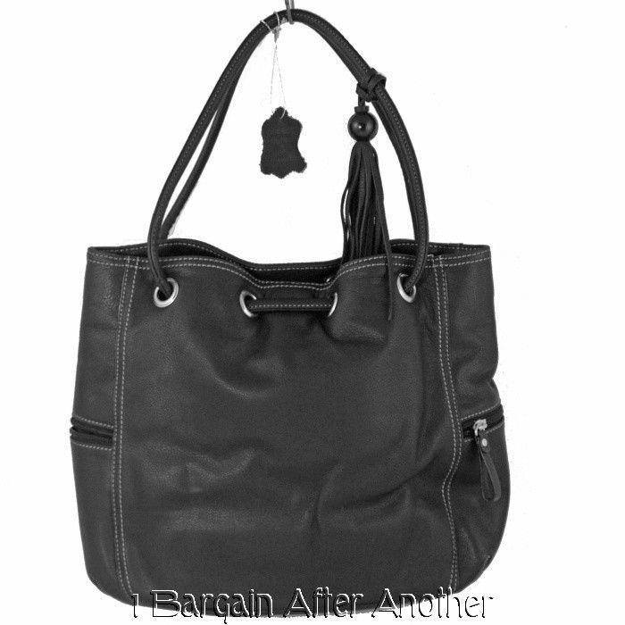 NEW Aurielle Black Leather Shopper Tote Purse 747542159468  