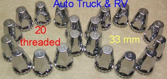   Treaded ABS Lug Nut Covers 33 mm flanged Semi Truck Wheel Dress up OEM