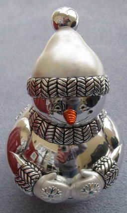 REED & BARTON Silverplate Revolving Musical Snowman NIB  