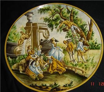 ANTIQUE Italian FAENZA,FAIENCE MAJOLICA PLATE 15 1/2  