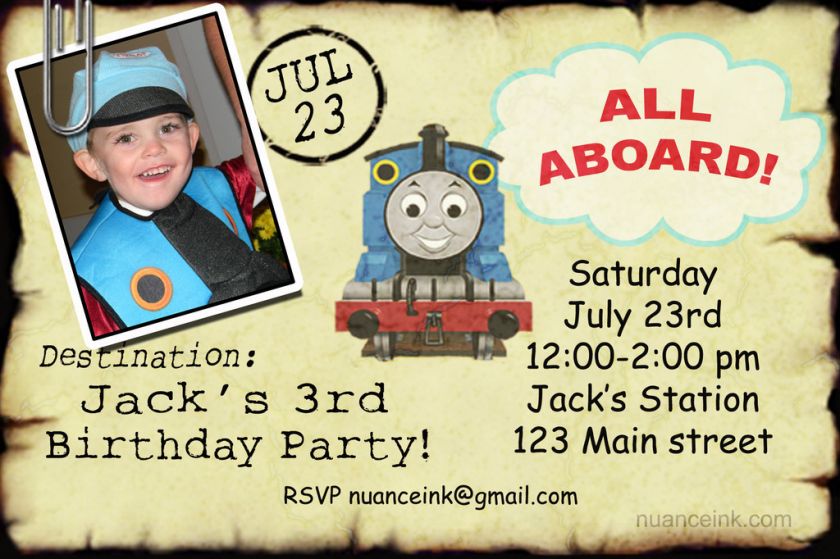 Custom Thomas the Train Birthday Party Invitations  