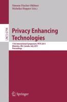 Privacy Enhancing Technologies NEW 9783642222627  