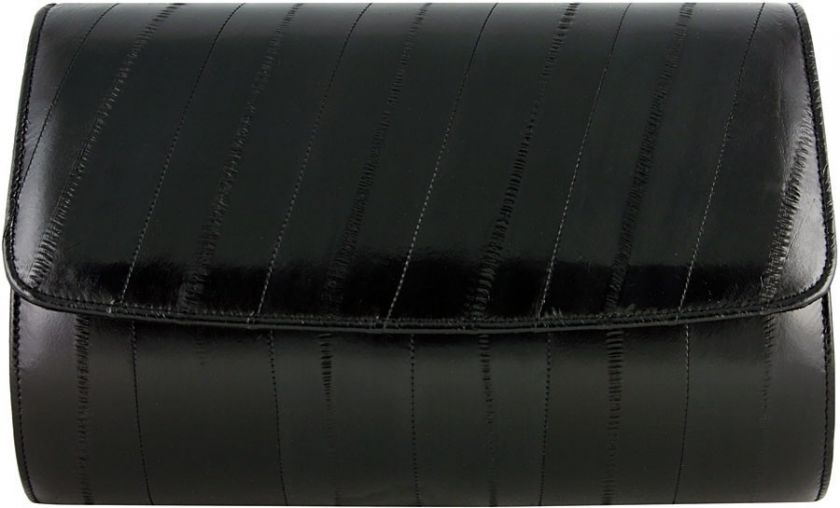 WOMENS GENUINE BLACK EEL LEATHER CLUTCH BAG EEL BEVE50  