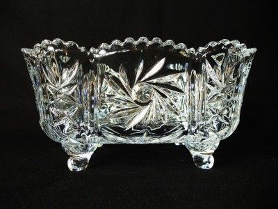 NEW LG SQUARE CZECH CRYSTAL BOWL,Center Piece,CUT GLASS, Napkin Bowl 