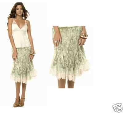 NWT $138 GIANNI BINI FLORAL SILK & LACE LUCINDA SKIRT 6  