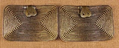 Vtg Antiqued Goldtone Stamped Rectangle Shoe Clips  