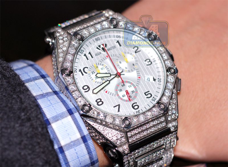 NEW Aqua Master Full Case & Bracelet with 27.00 ct Diamond Mens Swiss 