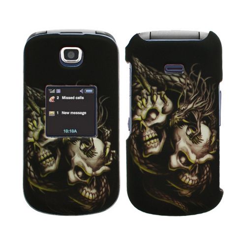 SAMSUNG T259 T MOBILE RUBBERIZED COATING HARD CASE DRAGON SKULLS 