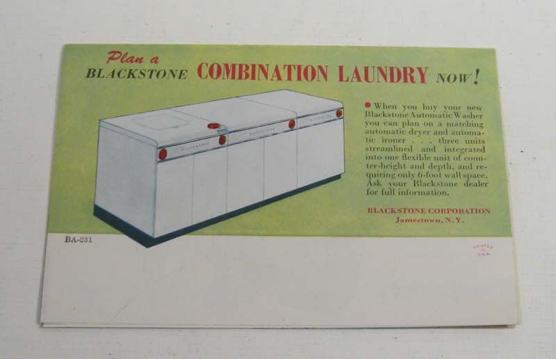 1940 Blackstone Combination Laundry Sales Brochure  