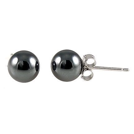 6mm Black Diamond Hematite Stud Earrings 925 Silver  