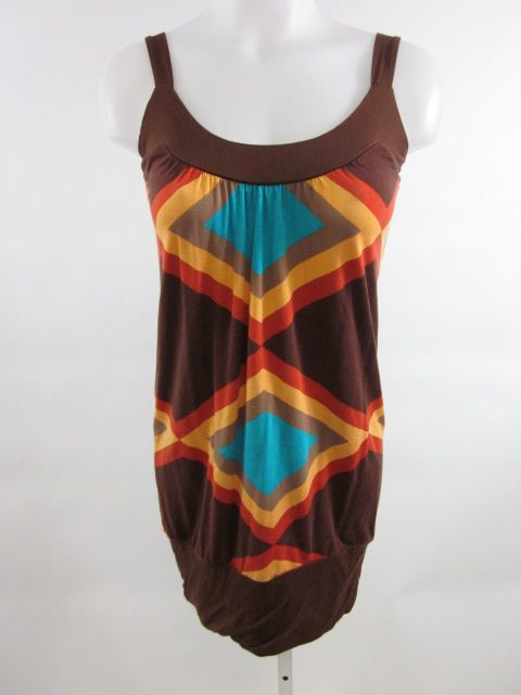 SWEETEES Brown Pattern Spaghetti Tank Top Shirt Sz S  