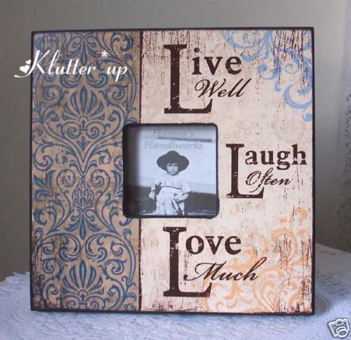 Country Prim Picture Photo Frame Wood Wall Decor BLUE  