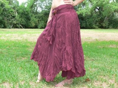 GYPSY BOHO CHIC Skirt Pirate Belly Dancer Maroon Long  