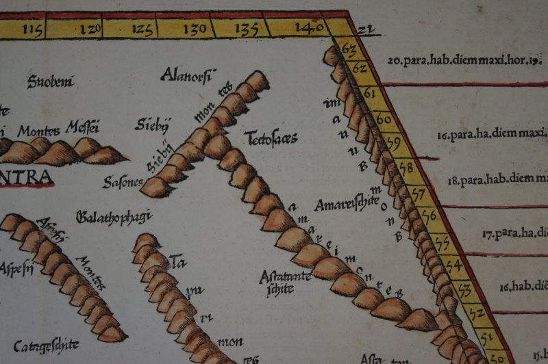 CASPIAN SEA SCYTHIANS WOODCUT MAP PTOLEMY 1541 #A221S  