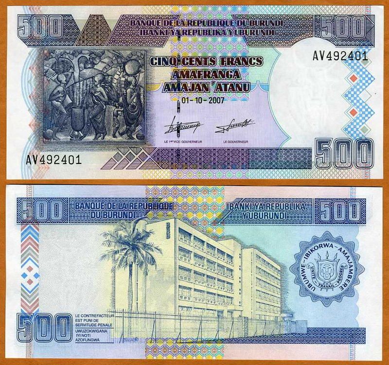 LOT, Burundi, 5 x 500 Francs, 2007, P 38 (38d), UNC  