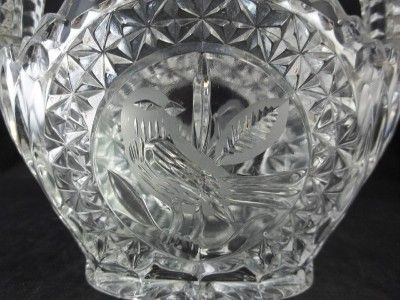 Hofbauer Pressed Crystal Byrdes Collection Basket Bird on Handle and 