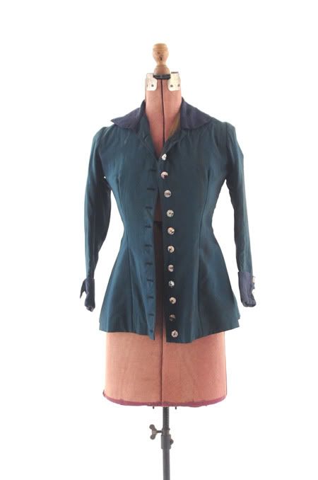 VINTAGE 1900s Edwardian Antique Wool PEPLUM Steampunk Dress Jacket XS 