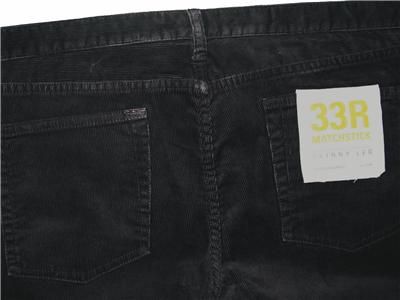 CREW STRETCH MATCHSTICK SKINNY LEG CORDUROY PANTS 33R  