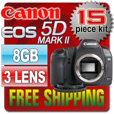 Canon EOS 5D MARK II Camera & 3 LENS 8GB 15PCS 827514783812  