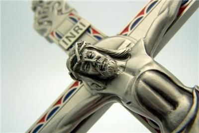 Large Silver Pewter Wall Cross Crucifix Catholic Gift  