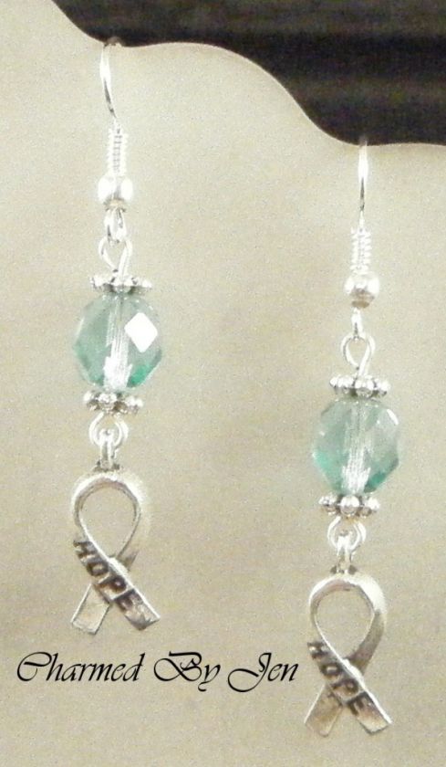 CERVICAL OVARIAN CANCER Awareness Czech Glass Earrings  