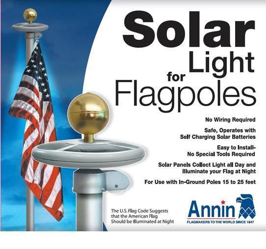 Solar Power Flag Pole Flagpole 20 LED Light Top Mount  