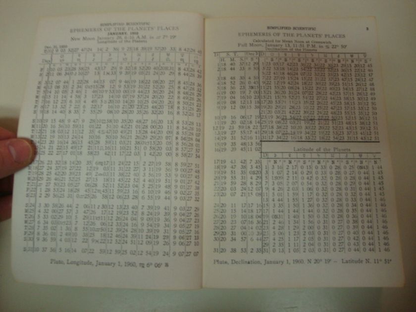 Simplified Scientific Ephemeris 1960 Rosicrucian Text  