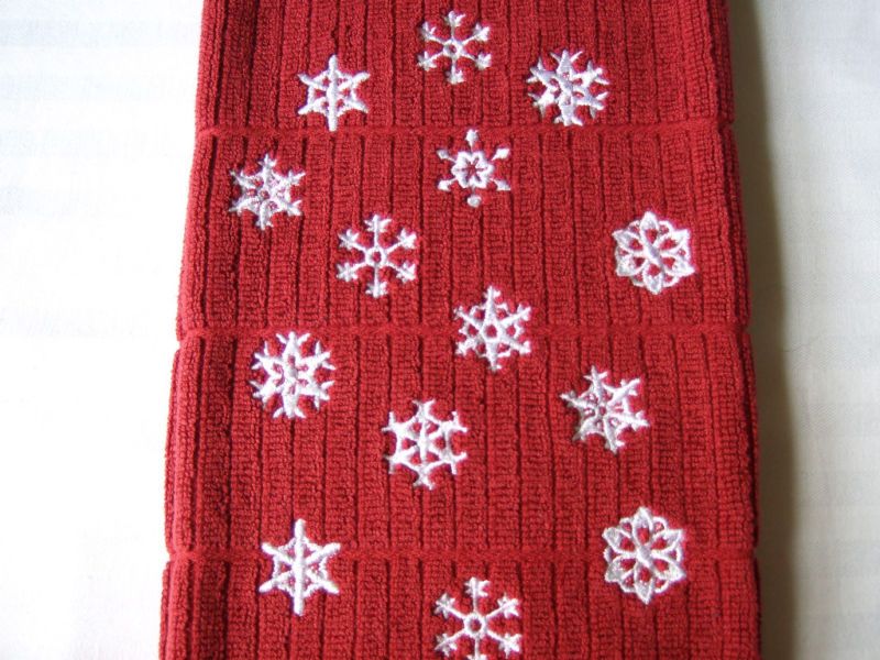 Embroidered Snow Flakes Falling Towels  