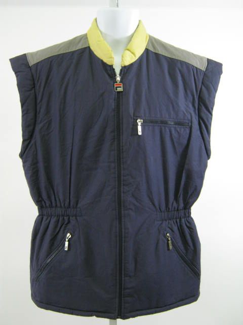 FILA Mens Navy Zip Front Sleeveless Vest Jacket Sz 40  