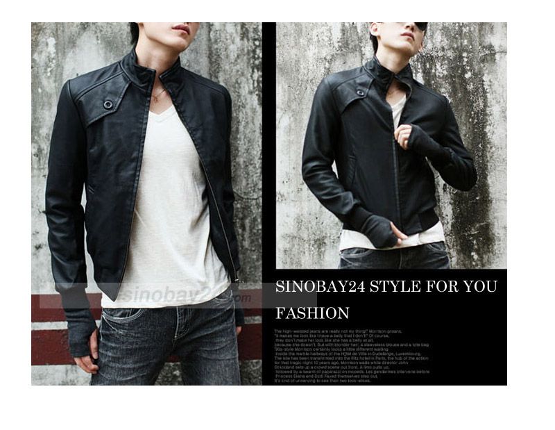 C41005 Men Qualit Silm Fit PU leather Jacket Coat  