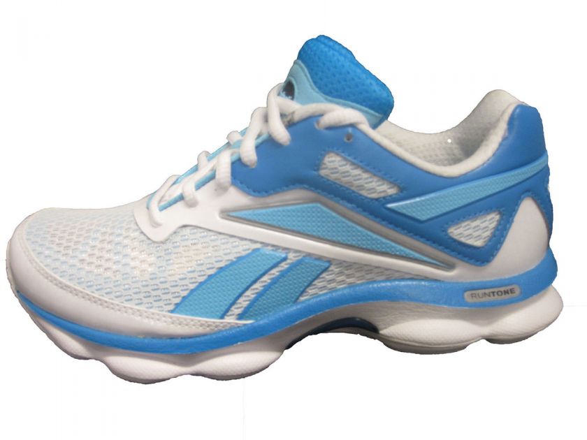 Womens New Reebok Runtone Create Running Sneakers White Malibu Blue 1 