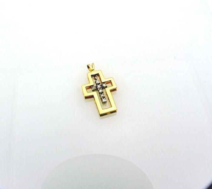 Fancy 14k White Yellow Gold Genuine Diamond CROSS Charm Pendant 